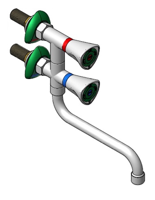 Falra szerelhető függőleges csaptelep S-elforgatható kifolyóval