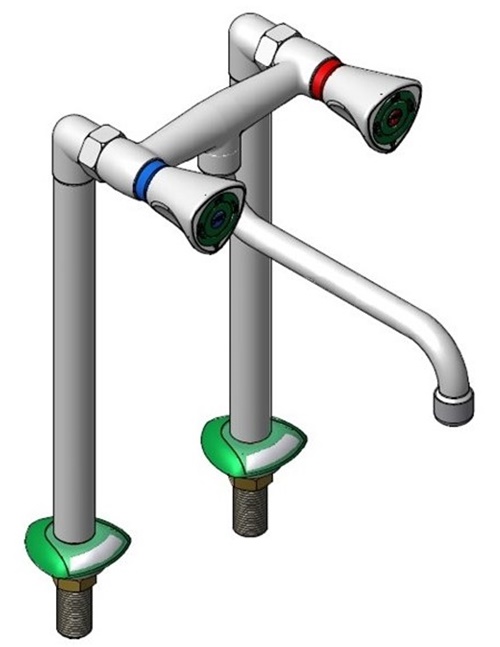 Keverőcsap s-kifolyóval egy oszlopos labor vízcsap
