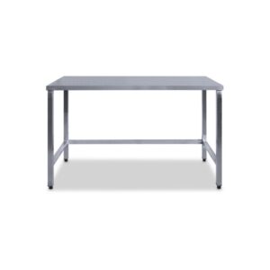 Munkaasztal elöl nyitott három oldalon merevítővel méret: 120x60x85 cm saválló fedlappal (AISI304)