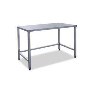 Munkaasztal elöl nyitott három oldalon merevítővel méret: 120x70x85 cm saválló fedlappal (AISI304)